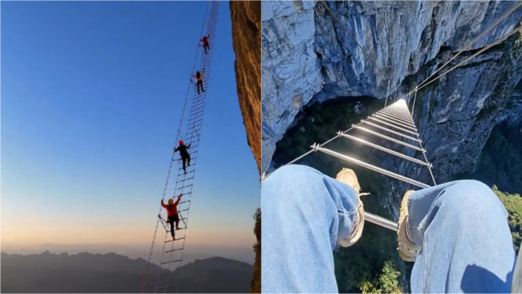 China își înalță turiștii pe "Scara cerului"