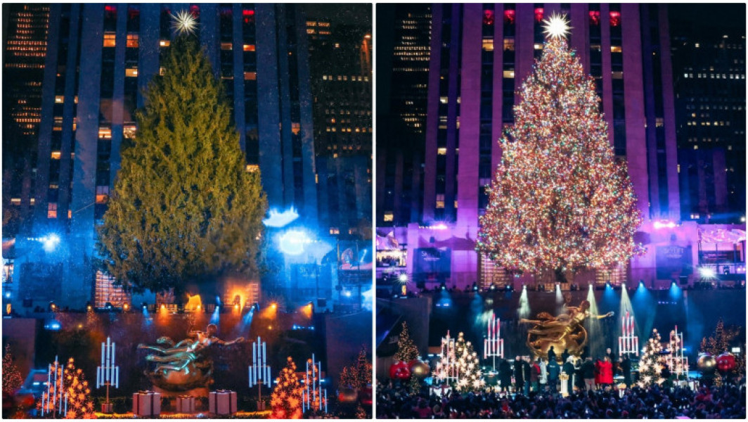 Bradul de Crăciun din Rockefeller Center, aprins în fața a mii de admiratori