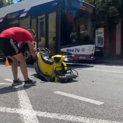 Accident neobișnuit pe o stradă din Cluj-Napoca